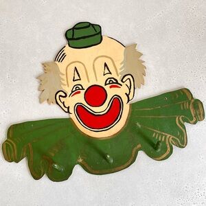 Vintage Wooden Kitschy Clown Wall Hanging Ring Toss Peg Game Novelty Retro Decor